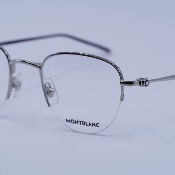 Montblanc MB0129O 001 Eyeglasses Silver 49mm Geometric Frame - Picture 7 of 11